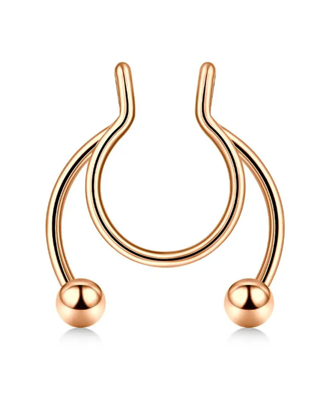 Women Colorful Fake Septum Jewelry Nose Ring Non Piercing Stainless Steel