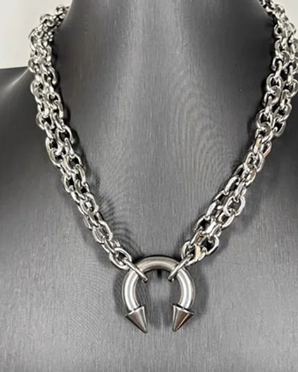Nose Ring Pendant Necklace Men's And Women's Personality Exaggerated Stainless Steel Fashionable Trendy Punk Jewelry Accessories