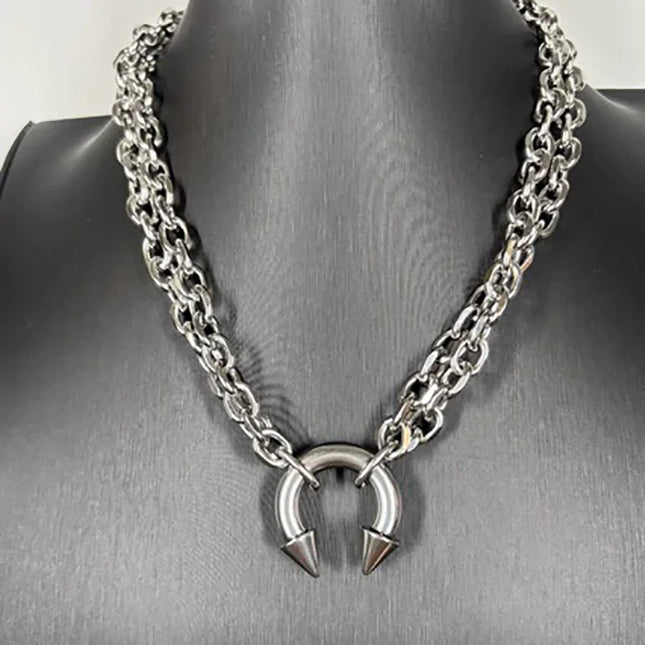 Nose Ring Pendant Necklace Men's And Women's Personality Exaggerated Stainless Steel Fashionable Trendy Punk Jewelry Accessories