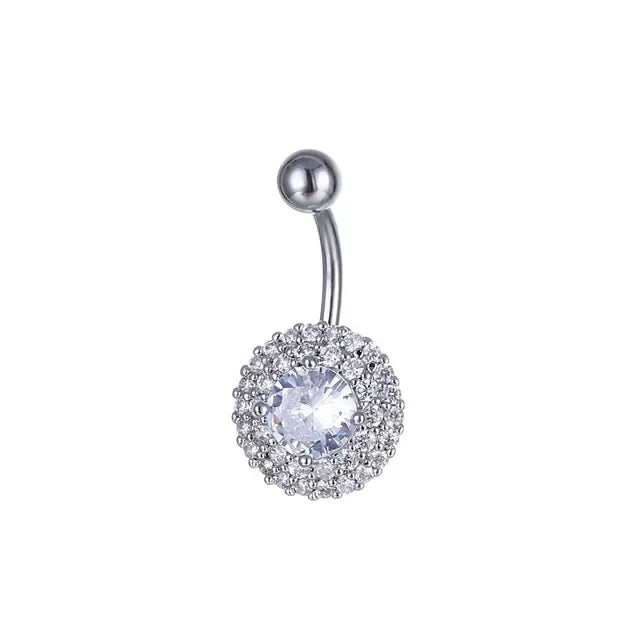 Dainsty Dangled Belly Button Rings Surgical Steel 14G Bar Navel Piercing Ring Crystal CZ Bee Flower Heart Belly Ring Ear Jewelry