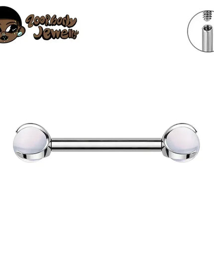 ASTM F136 Titanium Nipple Piercing 14G Internally Threaded Straight Barbell with Crystal Tongue Ring Nipple Industrial Piercing