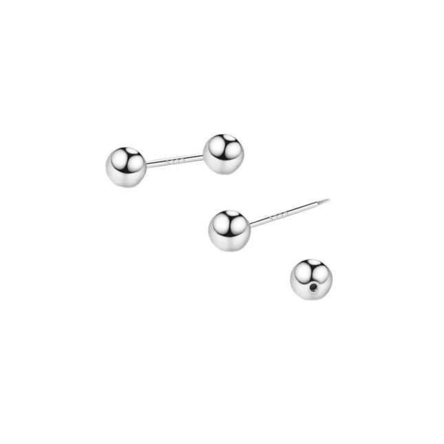 925 Needle 3/4/5MM Bead Piercing Bone Mini Stud Earrings For Women Classic Ear Hole Care Trendy Jewelry Accessories