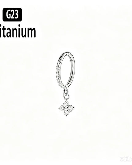 ASTM F136 Titanium Nose Rings Hoop Septum with CZ Flower Clicker Piercing Ear Cartilage Tragus Helix Rook Daith Earrings Jewelry