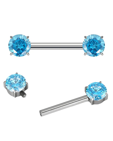 ASTM F136 Titanium PIERC Barbell Ring Nipple Ring Barbell CZ 14G12mm Ear Bar Piercing Bar Barbells Nipple Piercing Jewelry