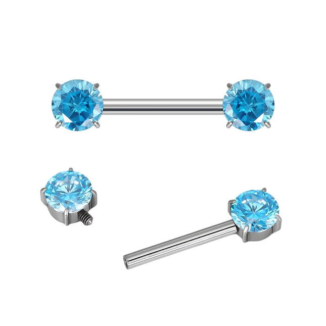 ASTM F136 Titanium PIERC Barbell Ring Nipple Ring Barbell CZ 14G12mm Ear Bar Piercing Bar Barbells Nipple Piercing Jewelry