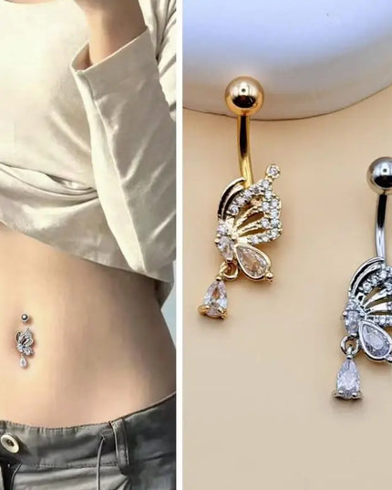 Steel Belly Button Ring Cute Devil Heart Cubic Zirconia Inlaid Hypoallergenic Navel Ring for Teen Girls Daily Use