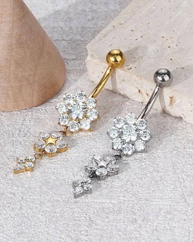 1Pc Titanium Zircon Belly Button Ring Round Heart Flower Navel Piercing Nombril Jewelry 14G Belly Piercing Ombligo