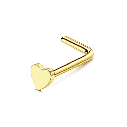Florideco 14K Gold Plated Nose Rings for Women Men 20G Stainless Steel Nose Rings Hoops L Shaped Studs Nostril Piercings Jewelry