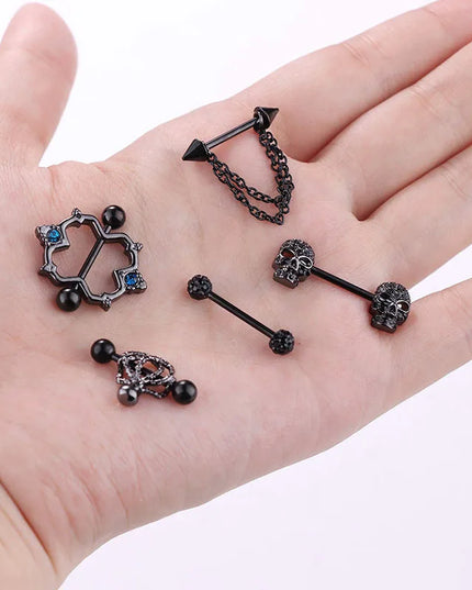Punk rock sexy black rose nipple ring, body puncture nipple jewelry, women's sexy accessory gift