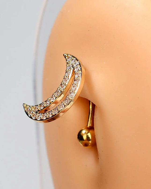 1Piece 14G Stainless Steel Belly Button Rings Crystal Zircon Moon Navel Rings Earring Belly Piercing Sexy Body Jewelry Ombligo