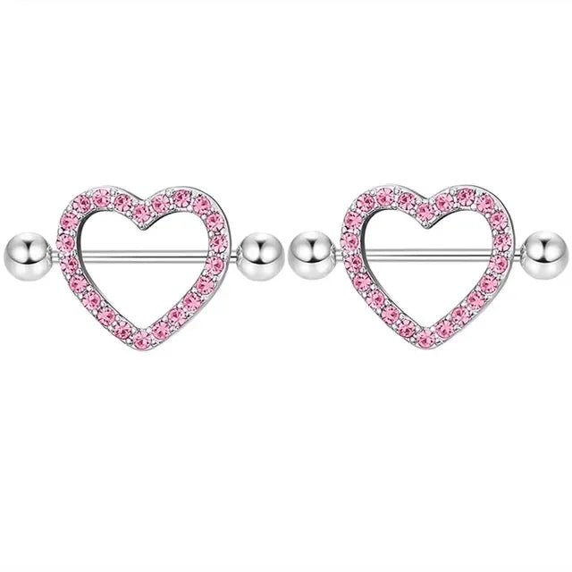 2 Pcs Stainless Steel Pink Nipple Piercing Jewelry Heart Wings Niplple Barbell Moon Devil Nipple Rings Body Piercing Pezon Mujer