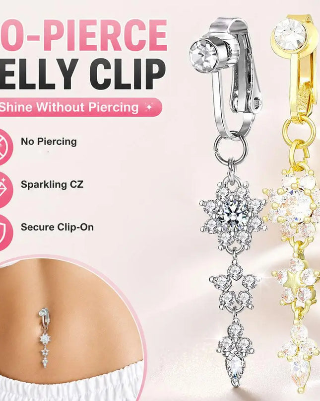 Clip On Belly Button Ring Fashion Navel Piercing Flower Pendant Belly Button Rings Belly Piercing Body Jewelry Sexy Dangle
