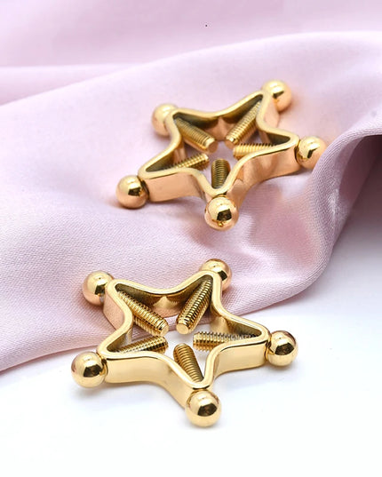[Y]1Pc Stainless Steel Adjustable Nipple Rings For Women, Star Shaped Clip On Nipple Ring Fake Nipple Piercing Jewelry