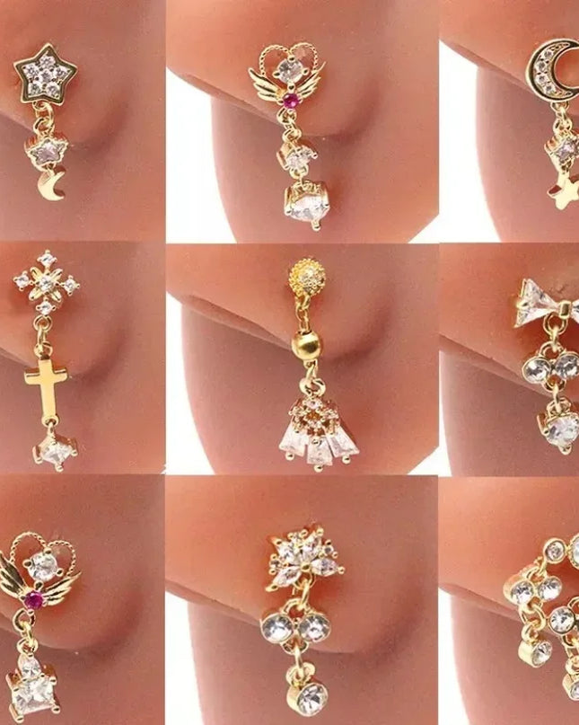 1Pcs Nose Ring for Women Dangle Nose Piercing Stainless Steel Nose Bend Ring Butterfly Dangling Noses Ring Body Piercing Jewelry