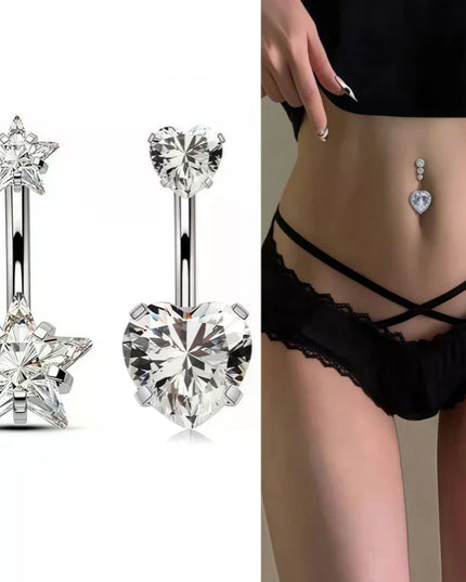 Sexy Belly Navel Piercing Stainless Steel Fashion Heart Belly Button Ring For Women Girls Belly Piercing Ring Body Jewelry