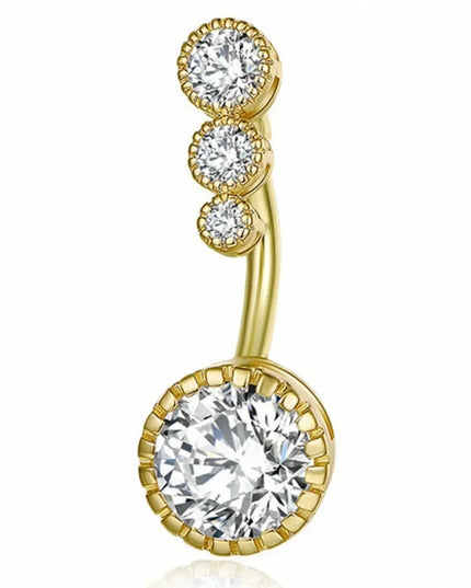 Zircon Crystal Belly Button Rings for Women Nombril Ombligo Navel Ring Surgical Steel Barbell Heart Round Body Piercing Jewelry