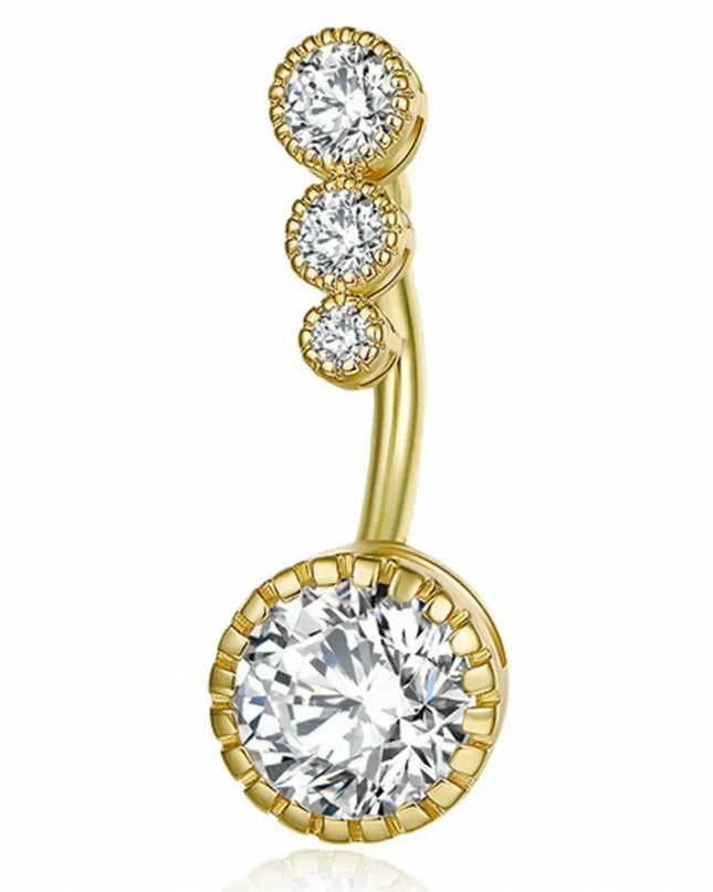 Zircon Crystal Belly Button Rings for Women Nombril Ombligo Navel Ring Surgical Steel Barbell Heart Round Body Piercing Jewelry