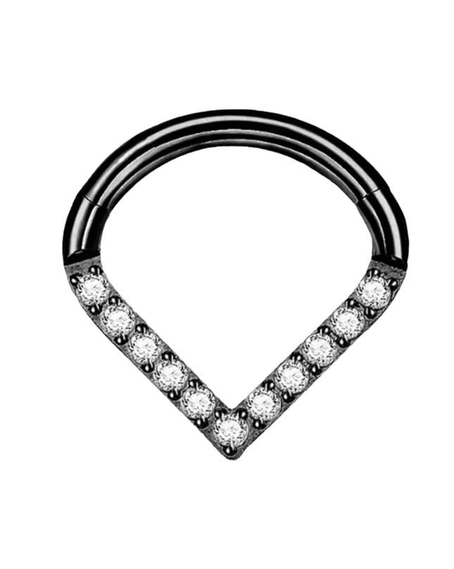 Surgical Steel Septum Nose Clicker Teardrop Shape Segment Ring Rhinestone Nose Ring Gold Hinged Body Piercing Jewelry Men