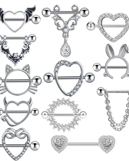 1 Pair Heart Barbell Nipple Ring Piercing Helix Piercing Sexy Nipple Jewelry High Quality Zircon Nipple Rings For Women Oreja