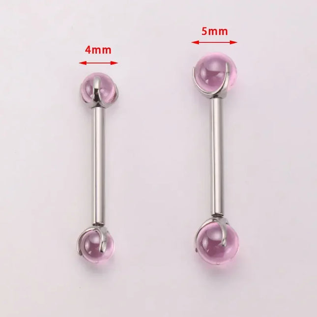 ASTM F136 Titanium Nipple Piercing 14G Internally Threaded Straight Barbell with Crystal Tongue Ring Nipple Industrial Piercing