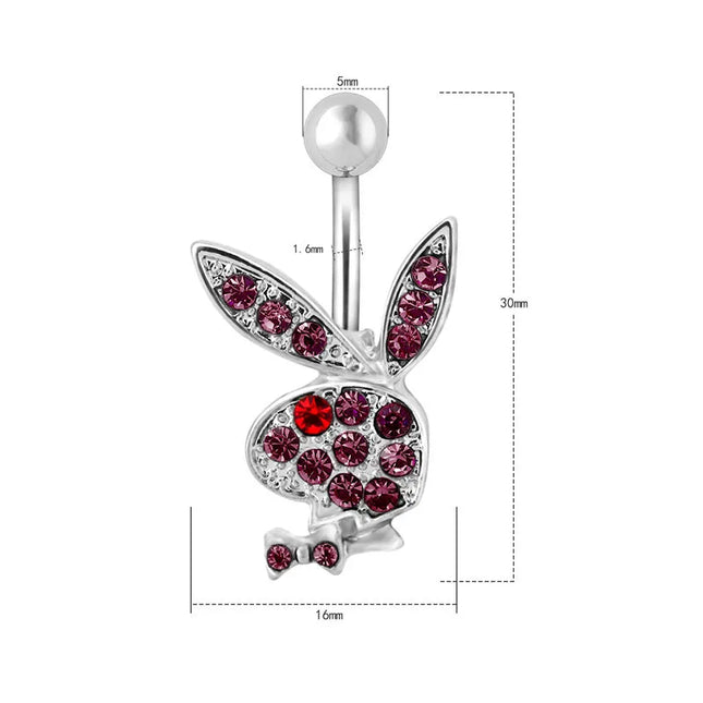 1pc Belly Button Rings Bunny Navel rings  Rabbit Belly Rings for Women Gem stone Pink Blue Bunny Fake Belly Piercing Rin