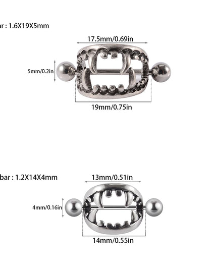 1/2PCS Punk Teeth Nipple Rings Shield Cover Barbell Nipple Piercings for Women Sexy Teeth Body Piercing Jewelry
