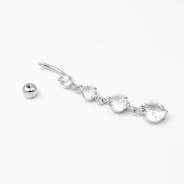 925 sterling silver Dangle Belly Button Rings for Women Fashion CZ Belly Ring Dangling navel piercing jewelry