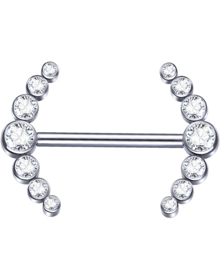 1Pc Titanium Nipple Piercing Jewelry Internally Threaded Nipple Barbell Mamilo Piercing Prong Set Heart CZ Nipple Rings Women