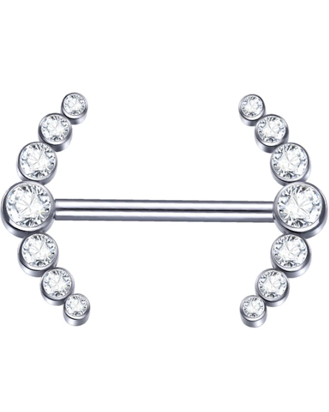 1Pc Titanium Nipple Piercing Jewelry Internally Threaded Nipple Barbell Mamilo Piercing Prong Set Heart CZ Nipple Rings Women