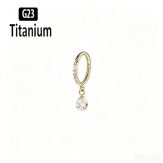 ASTM F136 Titanium Nose Rings Hoop Septum with CZ Flower Clicker Piercing Ear Cartilage Tragus Helix Rook Daith Earrings Jewelry