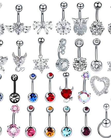 1PC Stainless Steel Belly Button Piercing Body Jewelry Women Cubic Zirconia Drop Dangle Earring Navel Piercing ombligo