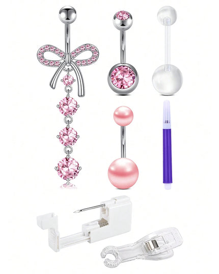 Belly Button Piercing Kit Gun Belly Piercing Gun Navel Piercing Belly Button Ring Piercing Kit Gun Pendant Belly Button Rings