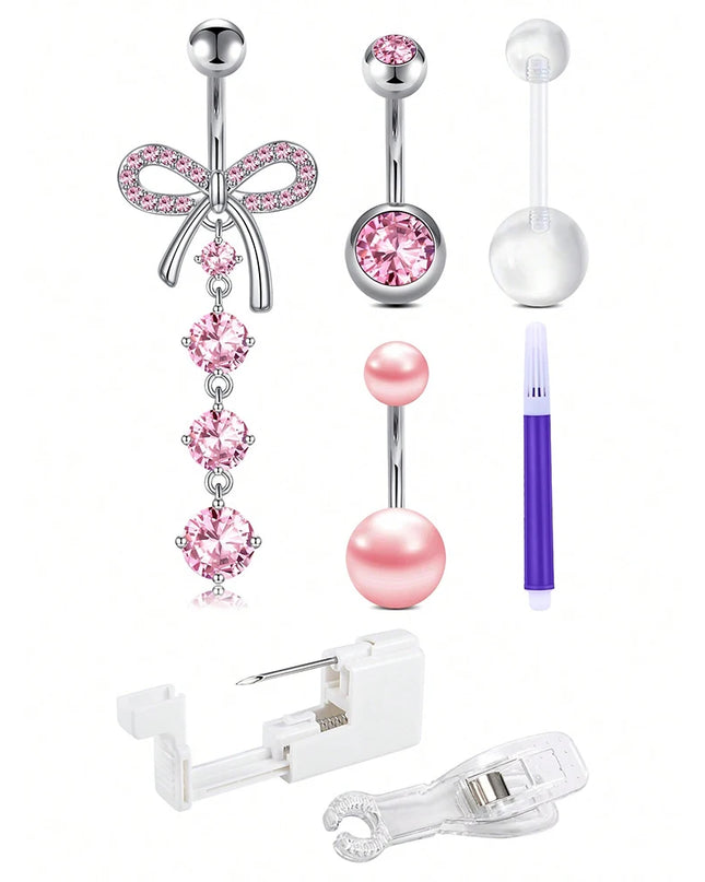 Belly Button Piercing Kit Gun Belly Piercing Gun Navel Piercing Belly Button Ring Piercing Kit Gun Pendant Belly Button Rings