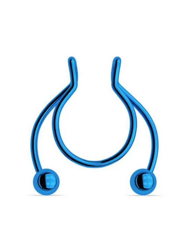 Women Colorful Fake Septum Jewelry Nose Ring Non Piercing Stainless Steel