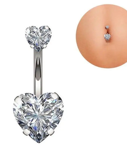 Heart Belly Button Ring Stainless Steel Sexy Navel Piercing Body Jewelry for Women Suitable for Swimwear Outfits