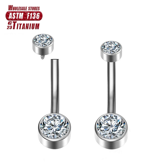 F136 Titanium Belly Button Piercing Industrial Hinge Segment External Helix Zircon Fashion Charming Women Body Jewelry Wholesale