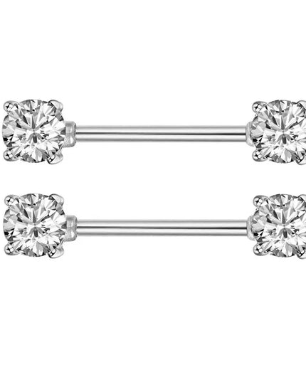 1 Pair/4 Pairs Stainless Steel Shield Bar Barbell Nipple Piercing Jewelry for Women Sexy Heart CZ Crystal Barbell Nipple Rings