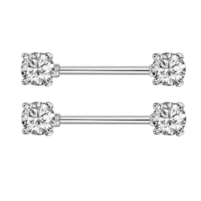 1 Pair/4 Pairs Stainless Steel Shield Bar Barbell Nipple Piercing Jewelry for Women Sexy Heart CZ Crystal Barbell Nipple Rings