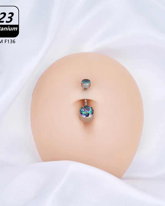 Belly Piercing Button Rings G23 Titanium Astm F136 14g Body Jewelry Internally Threaded Navel Ring Zirconia Earrings Zircon