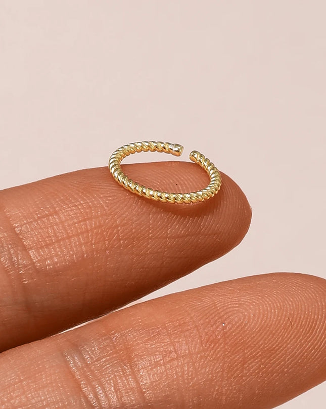 Aide Sterling Silver 925 Pierceing Zircon Nose Ring Simple Round Size Printing Twist Rope Nose Ring Women Jewelry Nose Rings 1pc