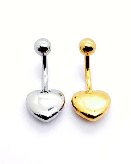 1Pcs Surgical Steel Gold /Silver Color Belly Button Piercing Heart Belly Rings  Navel Ring Cute Belly Bar Body Piercing Jewelry