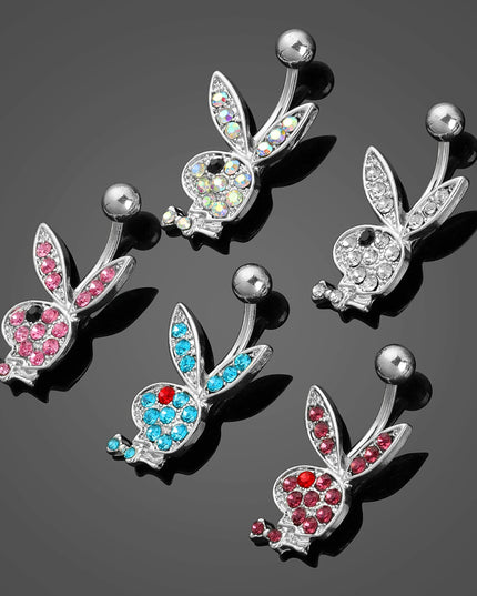 1PC Stainless Steel Belly Buttorn Piercing Cartoon Rabbit Belly Button Ring Navel Nail Body Piercing Jewelry for Woman