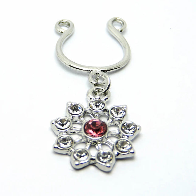 2Pcs High Quality Crystal Adjustable Size y Non Pierced Clip On Nipple Ring Body Jewelrys Nipple Adult Toy Piercing