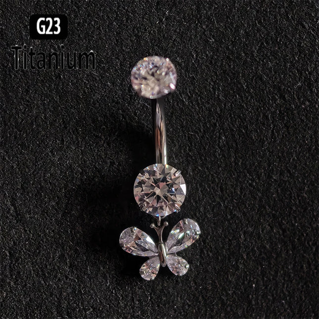 Belly Piercing Button Rings G23 Titanium ASTM F136 14g Internally Threaded Navel Ring Earrings Sexy Button Piercing Body Jewelry