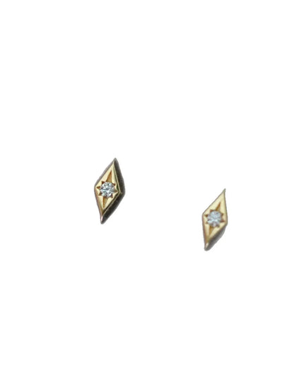 925 Sterling Silver Geometric Zircon Stud Earrings, Gold Plated Minimalist Diamond-Shaped Ear Piercing Jewelry for Women
