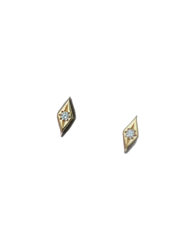925 Sterling Silver Geometric Zircon Stud Earrings, Gold Plated Minimalist Diamond-Shaped Ear Piercing Jewelry for Women