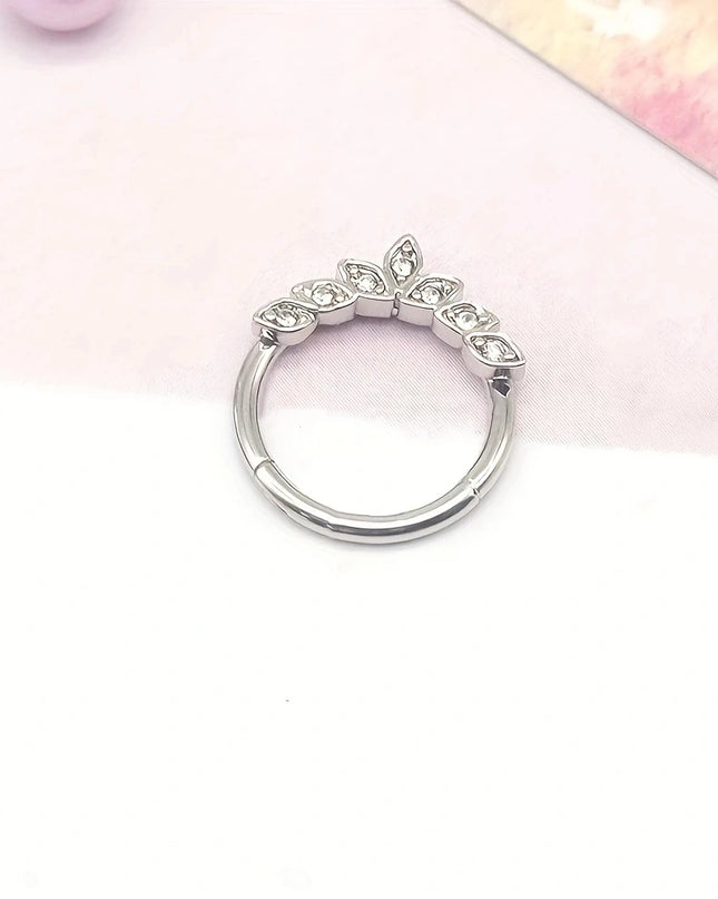 1Pc 18K Gold Plated Stainless Steel Nose Ring,Synthetic Zircon Nasal Septum Piercing Jewelry Gift Suitable Everyday Wear