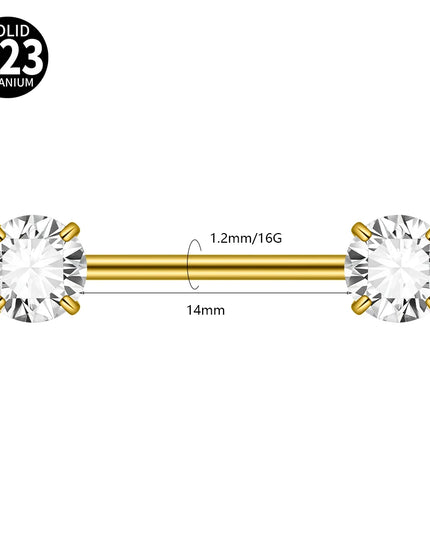 1PC G23 Titanium Double Clear Cz Nipple Rings Internal Thread Barbell Nipple Piercing Nipple Shield 16G Body Piercing Jewelry