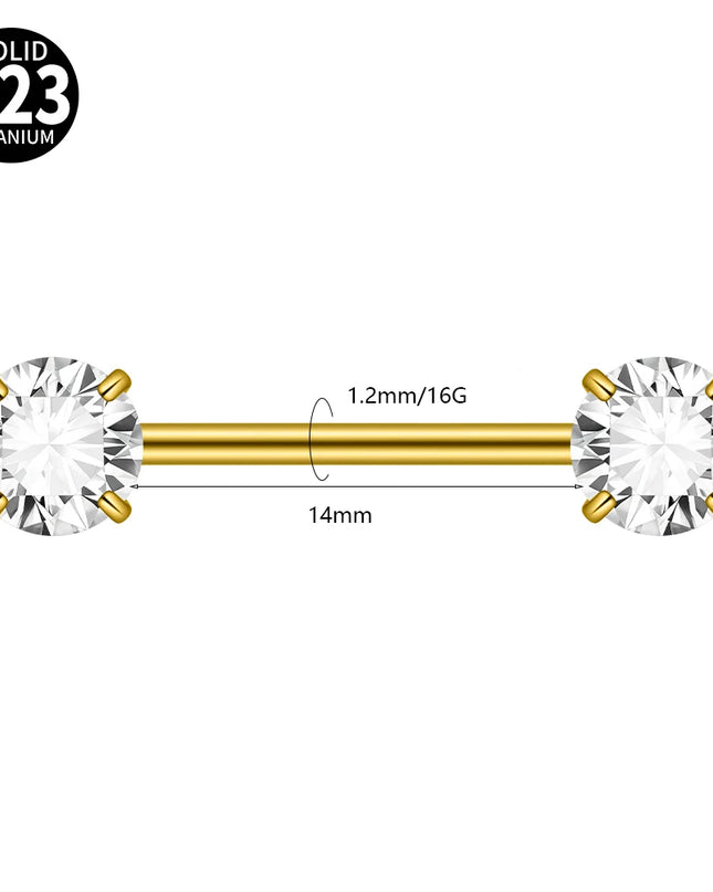 1PC G23 Titanium Double Clear Cz Nipple Rings Internal Thread Barbell Nipple Piercing Nipple Shield 16G Body Piercing Jewelry