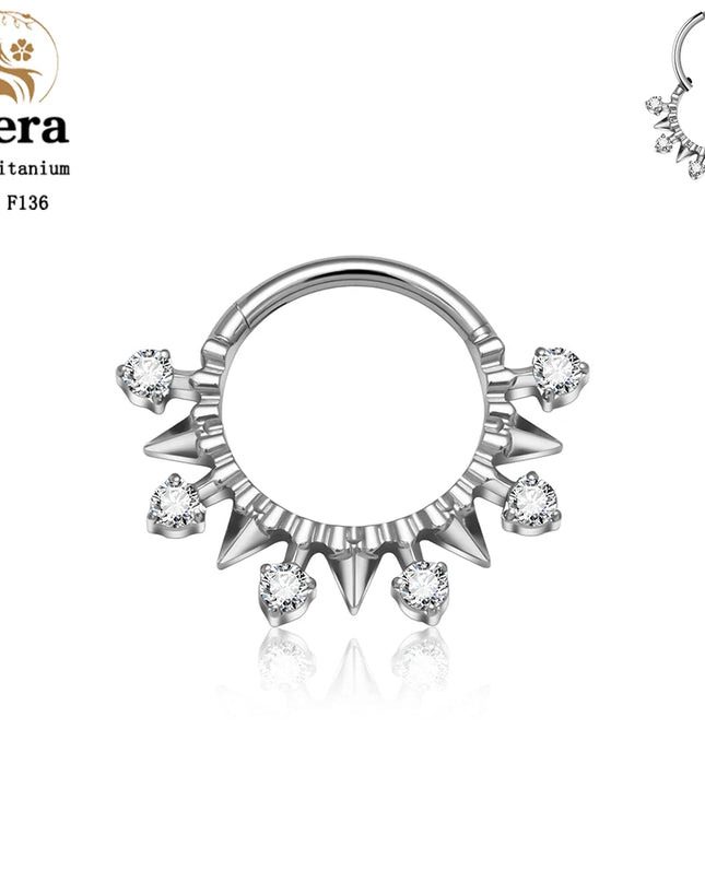 ASTM F136 Titanium Nose Ring Hoop 16G Pear CZ Hinged Segment Septum Clicker Ring Cartilage Daith Piercing Earring Body Jewelry